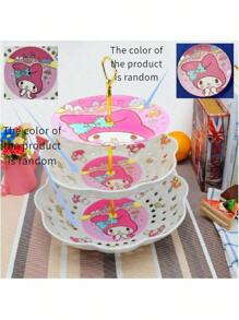 Sanrio Three Pieces Set Of Sanrio Melamine Imitation Ceramic Cute Hello Kitty My Melody Gemini Three-Layer Fruit Tray Cake Rack Cartoon Pattern, Item Placement Rack, Multi-Functional Placement Rack, Creative Living Room Modern Afternoon Tea Cake Rack, Multi-Layer Cake Rack, Item Storage Rack, Bathroom Storage Rack,