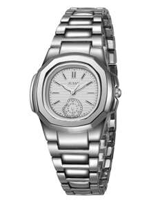 1pc Minimalistische vierkante wijzerplaat Romeinse cijfers schaal Elegante quartz roestvrijstalen horloge, geschikt als verjaardags- en Halloweencadeaus