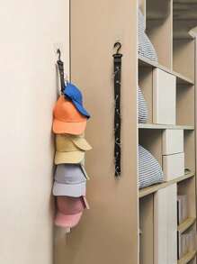 1 /2PCS Hat Key Storage Baseball Cap Storage Organizer With Clips, Eight Clips, Holds 16 Hats Rack, Hat Storage Hook Rack, Practical Home Storage Home Decor - Black - View 3