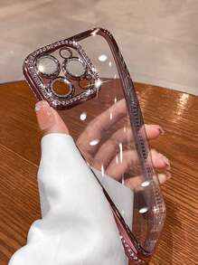 奢华水钻亮片电镀银色手机壳带镜头膜，适用于 17 Pro Max/17 Pro/17 Air/17/16 Pro Max/16/16 Pro/16 Plus/16e/15/15 Pro Max/15 Pro/15 Plus/11/12/13/14 Pro Max/11 Pro/11 Pro Max/12 Pro/12 Pro Max/13 Pro/13 Pro Max/14 Pro/14 Pro Max/14 Plus/13 Mini/12 Mini，极简创意设计 - 玫瑰金+鏡頭薄膜 - 查看 5