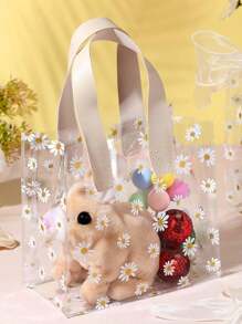 Ins 风格精致礼盒套装，雏菊礼品袋，透明手提包，婚礼礼品袋，礼品盒，婚礼糖果盒（1 大+1 小），不含丝带 - 米色 - 查看 5