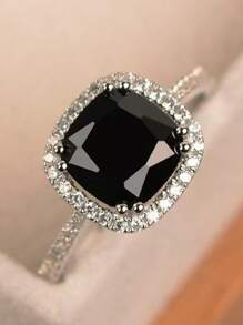 1pc Elegant Luxurious Cubic Zirconia Women Decorative Ring, Suitable For Ladies Daily, Party, Celebration Events, Holiday Gift