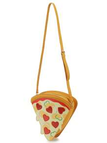 Bolsa Transversal Novidade Forma de Pizza Cartoon Mulheres, Bolsa de Ombro Fofa para Meninas, Bolsas e Bolsas da Moda