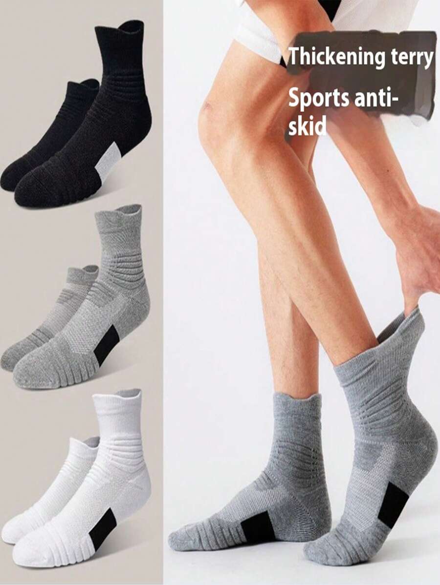 1/3/5/6/12 Pairs Men's Athletic Running Breathable Crew Socks & Ankle Socks