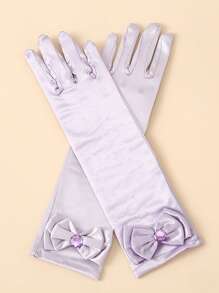 1 Pair Children's Satin Gloves Princess Satin Fabric Magic Gloves For Girl - Yellow - View 9