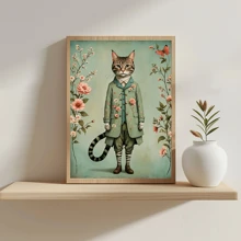 JOZYSH 1 Stück ungerahmtes 30x40cm/11,8x15,7 Zoll 11CT/14CT bedrucktes Kreuzstich DIY Set, Katze und Blumen, entspannendes DIY Kreuzstich Stickerei Set für erwachsene Anfänger, inklusive bedruckter Leinwand, Nadel, Faden, Zeichnungen und Anleitung. Geschenk für Freunde, handgefertigte Kunstwerke für Wand, Zuhause, Büro Dekoration