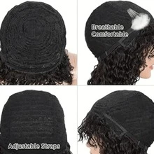 Full 250% Density Afro Kinky Curly Human Hair Wig With Bang Brazilian Virgin Afro Coily Wigs Bangs For Women Machine Scalp Top Wig Glueless 16inch - 黑色 - 查看 7