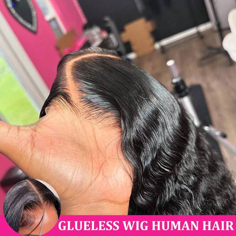 bling hair 9x6 7x5 6x4 5x5 Deep Wave Lace Wigs Human Hair 13x4 13x6 HD Transparent Lace Frontal Wigs For Women 180% Density Glueless Wigs Human Hair Pre Plucked With Baby Hair Natural Color - Natural Black - 查看 1