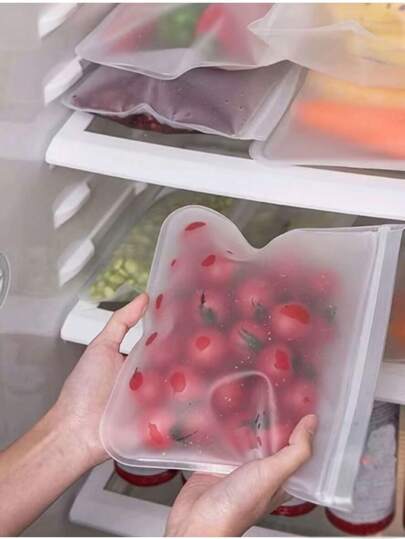 1pc EVA Food Preservation Bag, Reusable Fridge Sealing Bag For Vegetable & Fruit, Household Tool, Home Accessory, Domestic Use1pc EVA Food Preservation Bag, Reusable Fridge Sealing Bag For Vegetable & Fruit, Household Tool, Home Accessory, Domestic Use