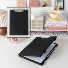 Caja de almacenamiento con abrazadera multifuncional, bloc de escritura, almacenamiento de escritura de gran capacidad, carpeta con abrazadera integrada para documentos - Azul - Ver 9