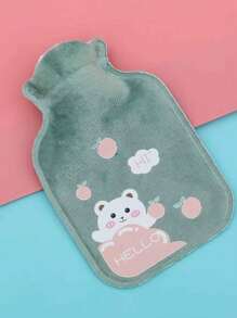 1 件可爱卡通动物植绒大容量热水袋可再填充防爆防漏植绒暖手暖腹柔软暖水袋