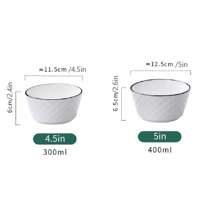 1. Bol Diamant Noir de Luxe Nordique, Bol Diamant Rose, Bol à Motif Diamant, Bol à Dîner/Soupe/Pâtes de 12,7 cm, Set de 1 pièce/2 pièces/4 pièces, Bol en Céramique Profond, Microwave-safe, Vaisselle de Maison Élégante et Épaisse