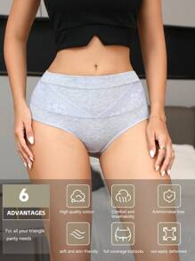 4 pièces de culottes triangulaires haute taille à haute élasticité pour femmes, culottes sans couture. Culottes confortables et décontractées pour femmes d'âge mûr, avec dentelle et découpes sur les hanches. Ensemble multicolore de sous-vêtements mode, respirants et antibactériens.