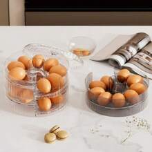 Caja transparente rodante para almacenar huevos en el refrigerador, soporte apilable claro para huevos, protector de huevos para refrigerador, dispensador de huevos apilable