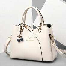 2025 Spring/Summer New Women's Bag, Patchwork Geometric Elements Versatile Large Capacity Women's Shoulder Bag, Simple Handbag Mom Bag