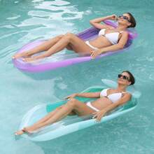 Adult Inflatable Pool Lounger, Inflatable Swimming Floating Bed With Soft Mesh Center, Pool Floating Hammock With Headrest, Swimming Pool Floating Leisure Toy, Pool Inflatable, Beach Essentials - Multicolor - View 4