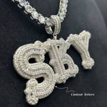 Customized Engraved Letter Pendant With Cubic Zirconia In Brass, DIY Personalized Hip Hop Necklace Jewelry For Couples, Comes With 1 Braided Chain,Frosted Silver,Stylish,Unisex,Vintage,Goth,Cuties,Custom,Personalized,Unique,Ideal Gifts For Him,Ideal Gifts For Her,Her,Boyfriend,Girlfriend,Dad,Mom,Family,Friends,Pets,Son,Daughter,Grandparents,For Anniversaries,For Birthdays,For Daily Wear,For Weddings,For Graduation,For Prom,For Party,Vacay Vibe,School Supplies,Back To School,For Office,For School,For Classroom,For Teacher Gifts,For University,For Colleague,For Dorm Rooms,For Teacher,For Boys And Girls,For Teenagers,Junior High School Students,Middle School Students,High School Senior High School Students,College Students,University Students,Freshman,Sophomore,Underclassmen,Customized Fashion Word Necklaces,Street Casual Chic - Multicolor - View 3