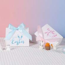 10 pièces Sacs en papier de bonbons de Pâques, boîtes d'emballage d'œuf de Pâques, boîtes d'emballage de bonbons, boîtes d'emballage de cadeaux portables, boîtes de rangement de cadeaux de fête