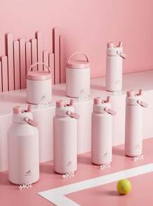 Botella de agua aislada de 40 oz con tapa con boquilla y pajita 2 en 1, mantiene el frío durante 24 horas, a prueba de fugas, botella de agua de acero inoxidable de doble pared para deportes, gimnasio, viajes y escuela (Algodón de azúcar)