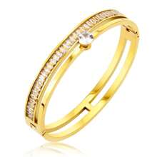 3/1pcs Stainless Steel Women's Bangle Set, Minimalist Zirconia Stone Inlay Fashion Bracelet Combo, Suitable For Daily, Photoshoots, Parties, Gifting, All Seasons