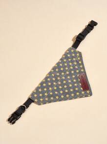 1pc Star Pattern Bib With Leash Clip, Suitable For Pet Decoration And Outdoor Walking, Letter Is Random, Stitching Color Is Random