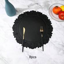 4 件/6 件/8 件/12 件加厚复古花卉皮革餐垫，可洗圆形隔热杯垫，适用于餐厅、家居、派对、节日装饰