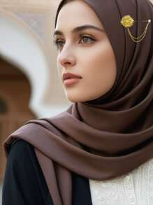 1 Peça Elegante Alfinete de Hijab, Broches de Flores da Moda com Correntes, Acessórios Estilosos de Lenço Muçulmano, Broche de Hijab