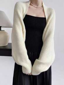 1 件针织纯色披肩领围巾，多功能防晒空调房间颈部保暖披肩，休闲日常使用披肩