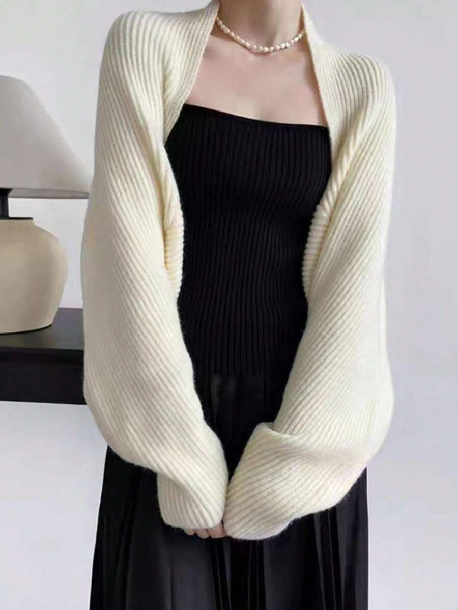 1 件针织纯色披肩领围巾，多功能防晒空调房间颈部保暖披肩，休闲日常使用披肩