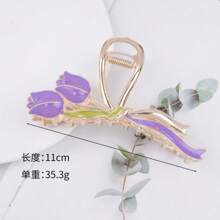 1 件女式多色锌合金丝带郁金香发夹配饰，时尚假发，适合作为礼物、发饰、爪夹、发夹、发夹秋冬花朵发夹，适合度假装扮女士 - 彩色 - 查看 6