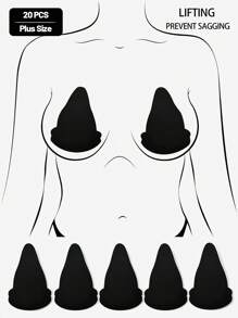 10 Peças/20 Peças/30 Peças Plus Size Descartáveis Não Tecidos, Adesivos para Seios Grandes para Prevenir o Caimento dos Seios, Adesivos Invisíveis e Anti-Protuberância com Forma de Cabaça, Ultra Respiráveis