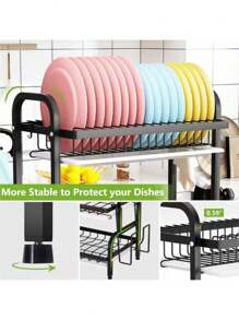 Escurridor De Platos Con 3 Nivel Estante Organizador Cocina - Negro - Ver 6