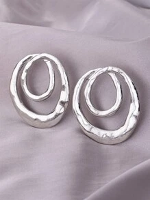 1 paar modieuze en veelzijdige gouden dubbele ring oorbellen, geschikt voor vrouwenfeesten, bijeenkomsten, dagelijks gebruik, cadeau