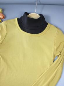 1 pieza Top corto de mujer con cuello alto, recorte de encaje de malla y sin mangas, estilo elegante adecuado para primavera, verano, otoño, invierno