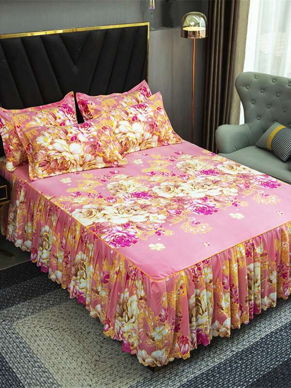 1pc Skin-Friendly, Non-Fading, Anti-Pilling, Thick Brushed Bed Skirt, Multi-Color
