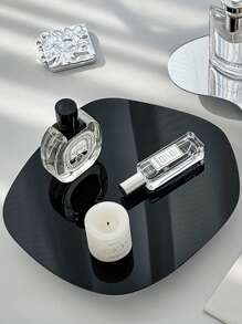 1pc Ins Style Geometric Acrylic Fragrance Holder Stand, Luxury Black Mirror Moon Tray Decoration Item