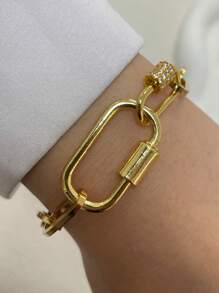 STYLEVER 1pc Gold Round Spring Clasp Bracelet Chain Bracelet,Gold Chain Bracelet,Screw Clasp Bracelet,Colorful Bracelet,Carabiner Chain