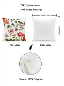 2Pcs Floral Throw Pillow Covers 3D Flower And Bird Throw Farmhouse Pillow Covers Decoration Home Square Sofa Living Room Bedroom Bed Sofa Chair Cushion Covers Universal Suitable For All Seasons (No Filler)