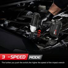 Impact Wrench Cordless Impact Wrench With 1/2 Inch Driver 3-In-1 Power Electric Wrench Max Torque 320N Carry Box For Car Home - Black - View 7