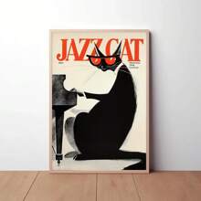 1 tấm áp phích in hình nhạc jazz câu lạc bộ cổ điển có khung/không khung, tranh hòa nhạc piano mèo jazz thập niên 80, tranh treo tường tối giản cho phòng sinh viên, căn hộ, phòng khách, phòng ngủ, trang trí nhà hiện đại - Nhiều màu - Xem 4