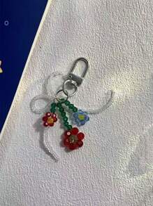 1 chiếc móc khóa điện thoại đính hạt cườm nhiều màu sắc thời trang cho phụ nữ tai nghe nhỏ và mặt dây chuyền túi xách phong cách ngọt ngào nơ mùa hè - Nhiều màu - Xem 2