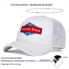 1Piece Men Happy Dad Letter Embroidered Baseball Cap Mesh Hat Outdoor Adjustable Sunscreen Leisure Hat Spring Autumn Travel Tourism Beach Vacation - 白色 - 查看 2