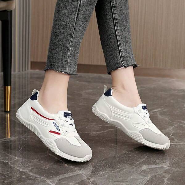 2025 Spring/Summer New Arrival Women's White Sneakers, Casual Slip-On Flat Soft Sole Sports Shoes K1510