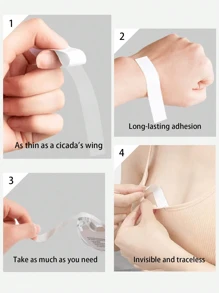 2 piezas de pegatinas antideslizantes transparentes de doble cara de PET para ropa interior, cinta invisible transparente de 5M para fijar camisas sin dejar rastro, pegatinas desechables antideslizantes para el escote