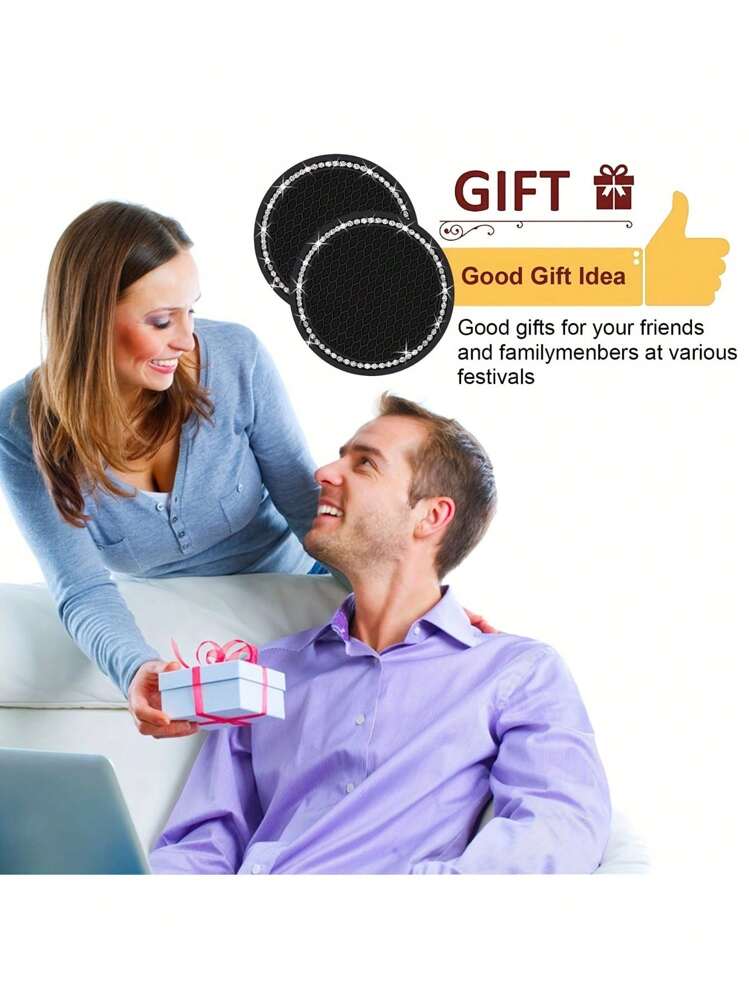 2 chiếc giá đỡ cốc bằng silicon màu đen bóng cho ô tô, viền pha lê Rhinestone - 2,75 inch chống trượt, phù hợp với giá đỡ cốc trên ô tô, phụ kiện thời trang cho phụ nữ và trẻ em gái, thảm lót cốc trên ô tô - Nhiều màu - Xem 8