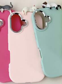 Playful Pink & Light Blue Phone Case With Delightful Cat Charm - Stylish Compatible With Apple 16/15/14/13/12, Redmi, Transsion