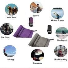 1 cái/2 cái Lưới thoáng khí Kiểu Xô Thể thao Ngoài trời Siêu thấm hút, Khăn mềm khô nhanh, Khăn bơi sợi siêu mịn, Khăn tắm bãi biển cát chống dính Thích hợp cho Du lịch, Yoga, Bãi biển, Tắm vòi sen, Bơi lội, Đi bộ đường dài, Cắm trại, Ba lô, Dã ngoại hoặc bất kỳ môn thể thao và hoạt động ngoài trời nào khác, Cũng dùng hàng ngày, Đồ dùng thiết yếu cho bãi biển màu tím/xám đậm - Nhiều màu - Xem 7