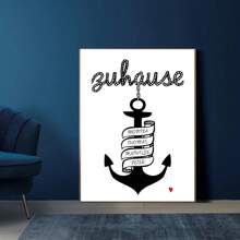 1pc Customizable Name Canvas Art Poster, Anchor Pattern, Frameless Modern Wall Decor For Rooms, Living & Dining Areas - Ideal Personalized Gift For Home And Family Gifts Birthday Graduation