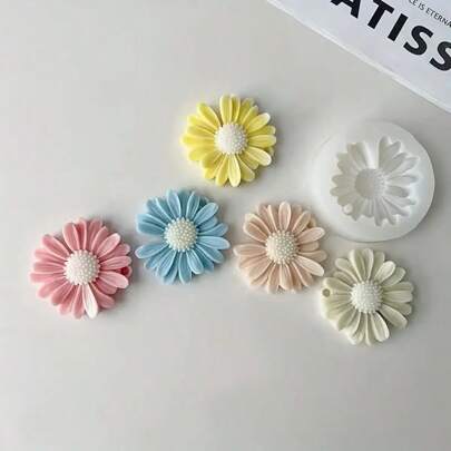 1pc Silicone Daisy Flower Design Candle Mold With Holes, Multi-Purpose