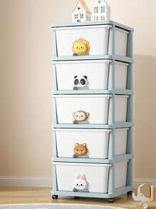 1 Pc Multi-Functional Plastic Storage Cabinet With Drawers, Desktop File Organizer Box, 2-6 Tiers Options, 34cm/13.4" Wide, Multi-Purpose Storage Box For Bedroom & Home, Durable Plastic Drawer Type Storage Cabinet, Toy Organizer
